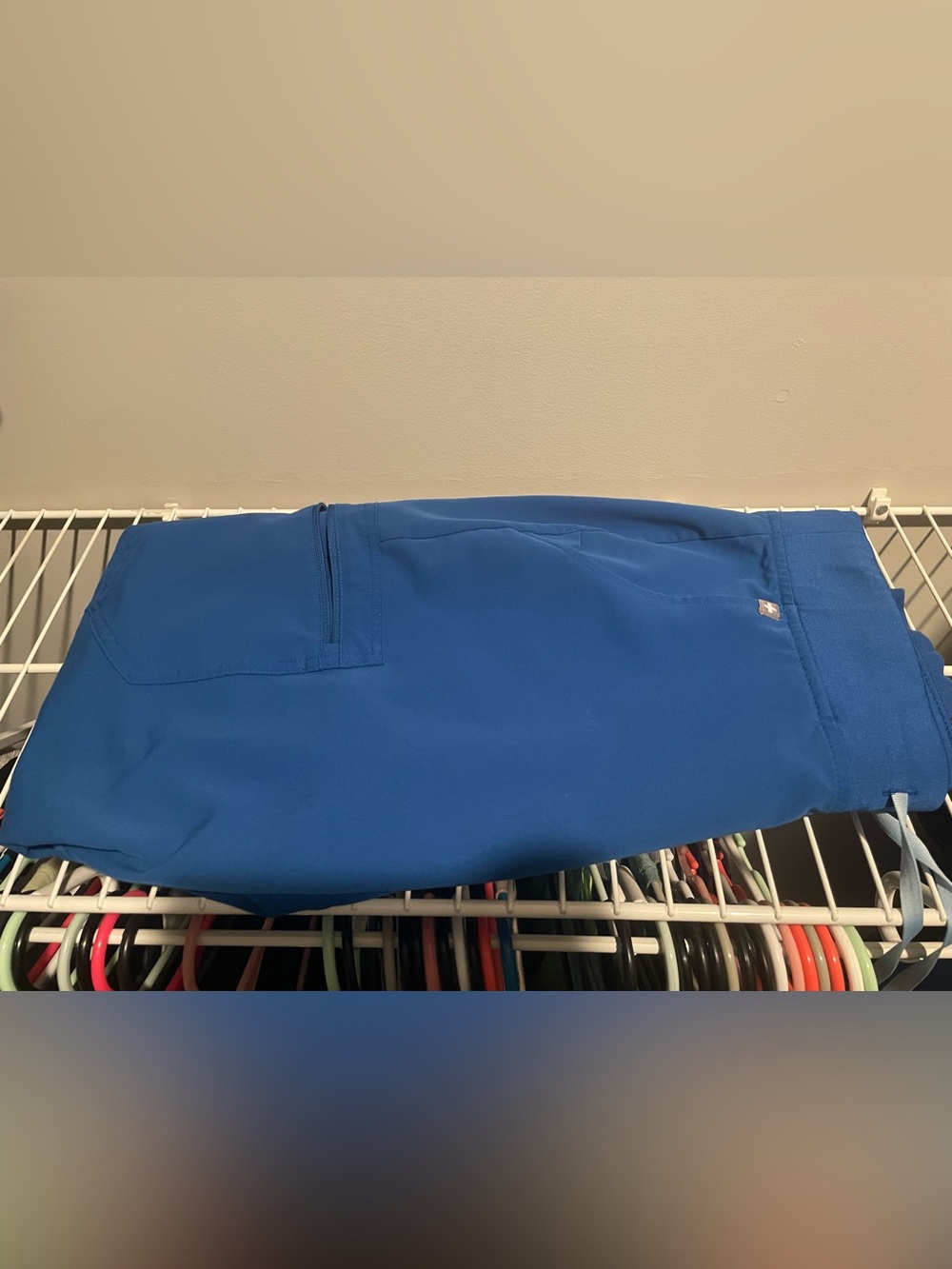 Figs Light Blue Technical Top with Orange Logo
